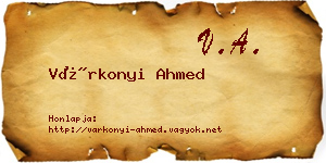Várkonyi Ahmed névjegykártya